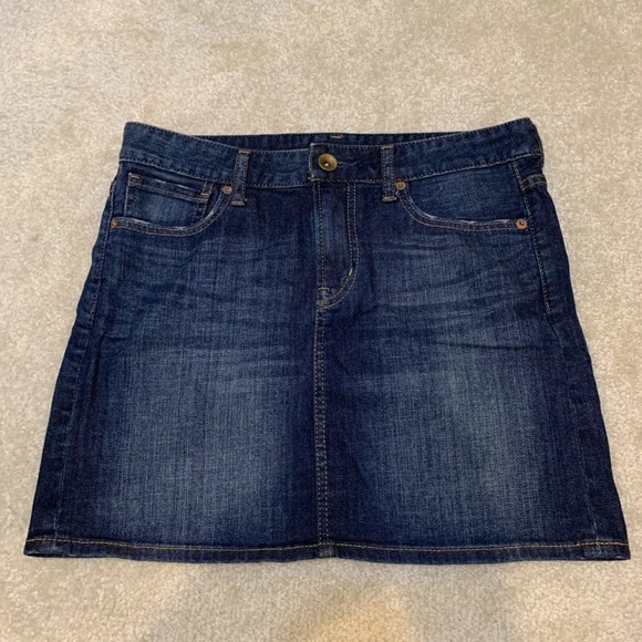 Uniqlo UJ Blue Denim Jeans Skirt Women Size Waist 64cm XS 4 Pockets Zipper - Picture 1 of 10
